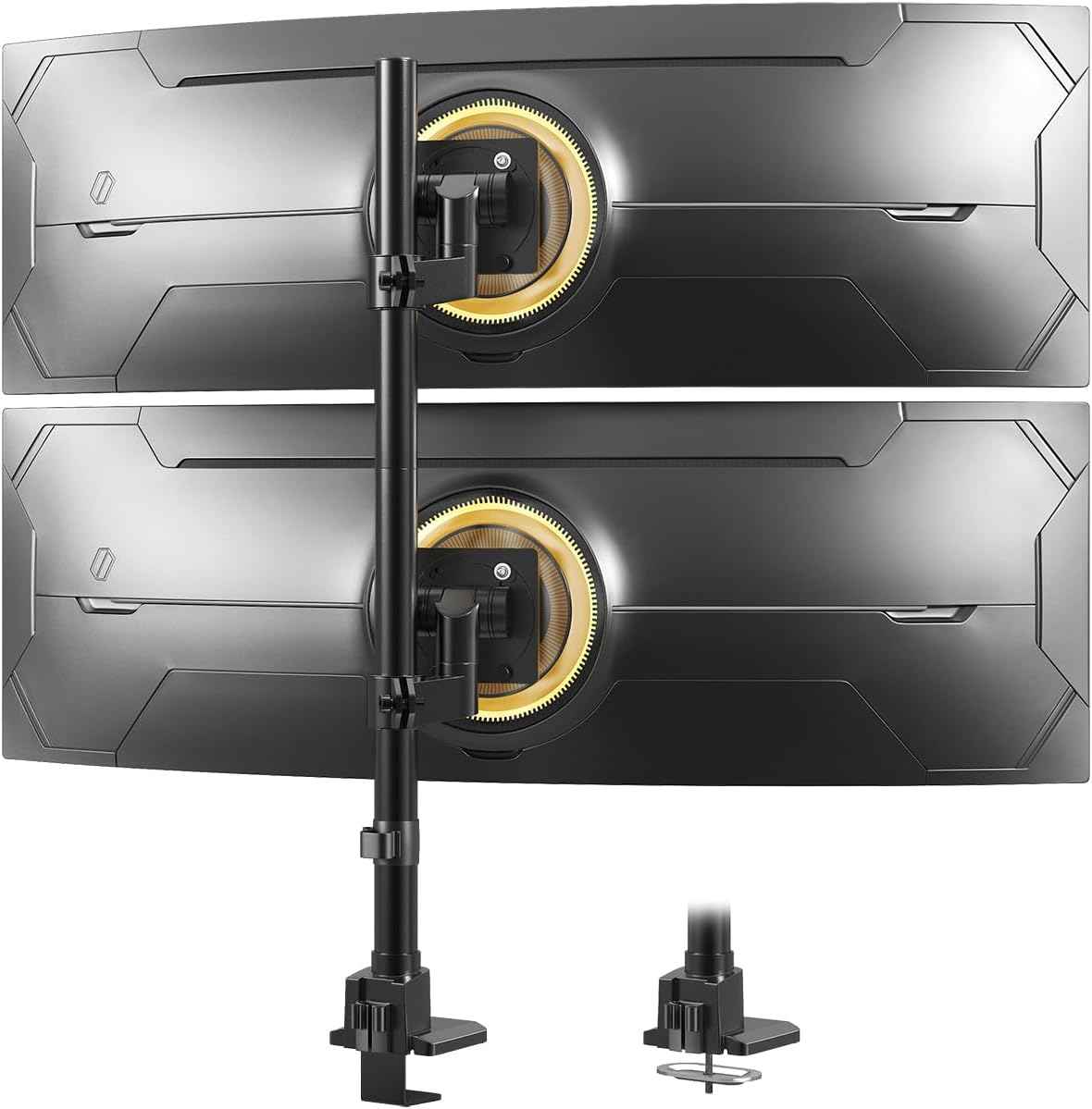 Dual Monitor-Arm Ultrawide Heavy Duty - 24-57 inch Vertical Dual Monitor Mount, Adjustable Stacked Double Monitor Desk Mount Stand, Max Load 59.4 lbs (per Arm), VESA 75/100 mm, Black