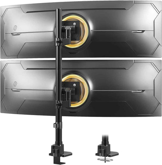 Dual Monitor-Arm Ultrawide Heavy Duty - 24-57 inch Vertical Dual Monitor Mount, Adjustable Stacked Double Monitor Desk Mount Stand, Max Load 59.4 lbs (per Arm), VESA 75/100 mm, Black