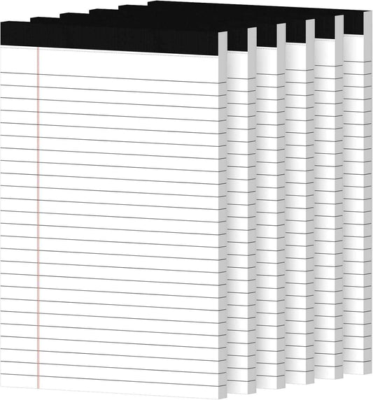 6 Pack Notepads 5x8, Small Legal Pads Narrow College Ruled, 30 Sheets/Pack, Perforated Notebook - White Note Pads for School, Memo, Note Taking, Teacher & Office Supplies, Writing Pads of Paper
