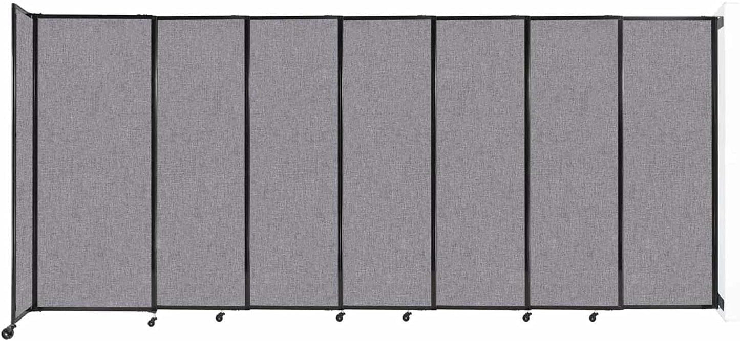 Wall-Mounted Sliding StraightWall Room Divider | Adjustable Widths | Locking Wheels | Room Separator | Up to 15'6" Wide x 6'10" Tall Cloud Gray Fabric Panels - Lumora Desk
