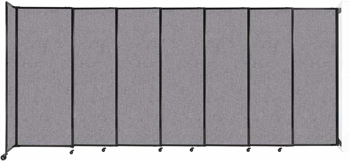 Wall-Mounted Sliding StraightWall Room Divider | Adjustable Widths | Locking Wheels | Room Separator | Up to 15'6" Wide x 6'10" Tall Cloud Gray Fabric Panels - Lumora Desk