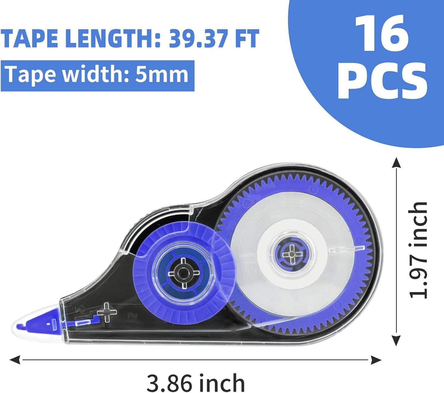 16 Pcs 39.4 Ft Colorful Correction Tape, Tear-Resistant White Correct Bulk, White Mistake Out for Instant Corrections, School, Office, Note Taking