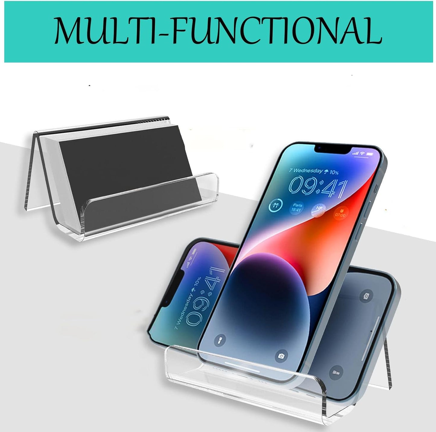 10 Pack Acrylic Business Card Holder for Desk, Business Card Stand Desktop Business Card Holders for Exhibition，Office Acrylic Business Card Stand Display