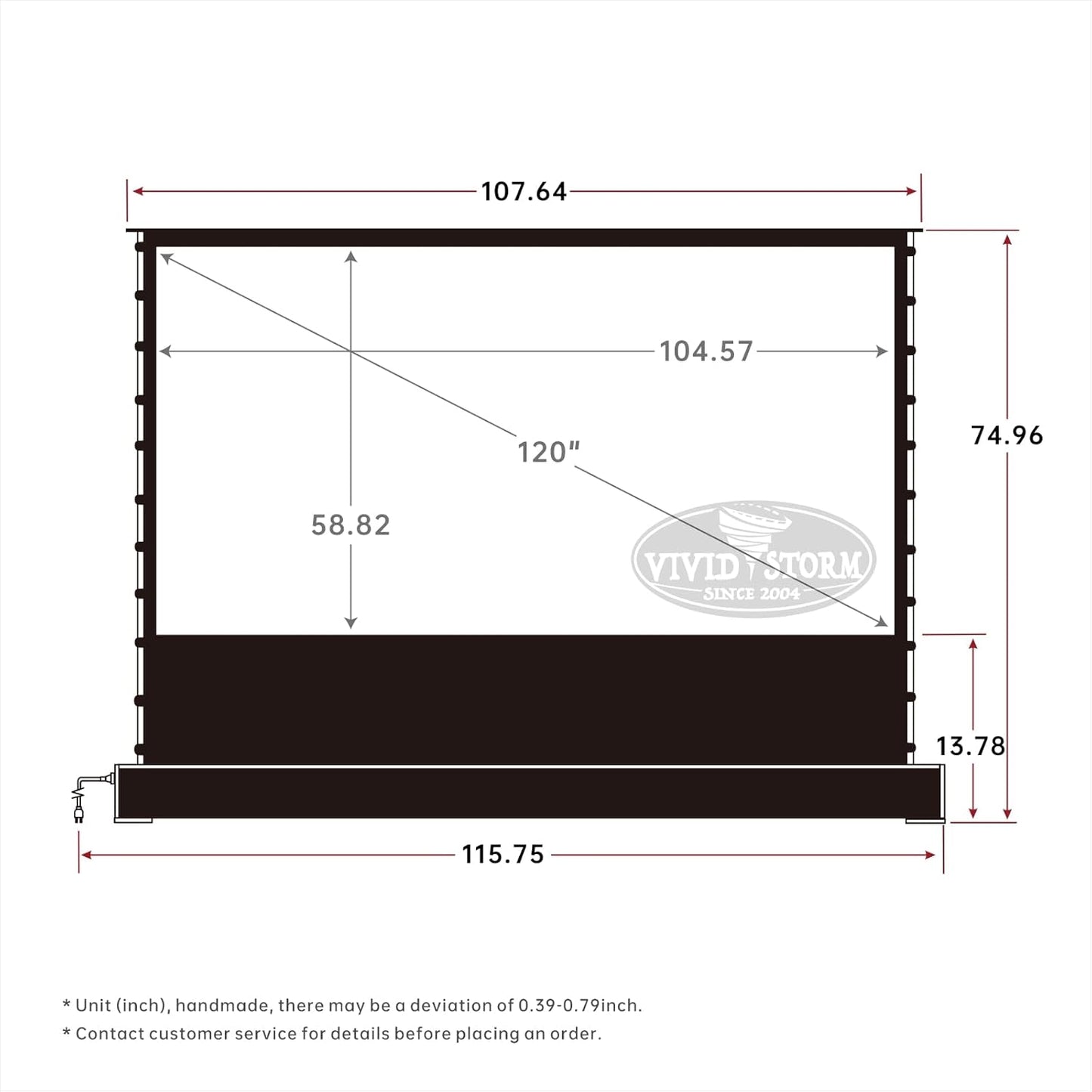 VIVIDSTORM- Projector Screen S 120 Inch Portable Folding Stand Floor Rising Movie Screen Sound Transparent Perforated White Screen Compatible with Ordinary Projector,VWSDSTPW120H