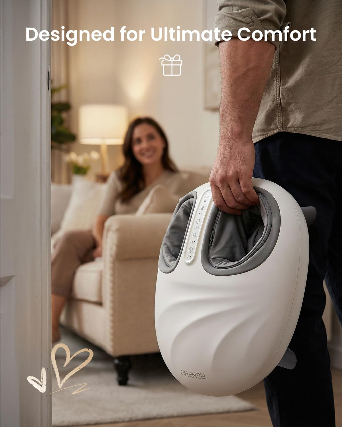 RENPHO Foot Massager Designed Specifically for Women, Shiatsu Foot Massager with Pressure Monitor Tech, Full-Foot Massage Machine with Kneading & Compression, Birthday Gifts for Women, Size 13