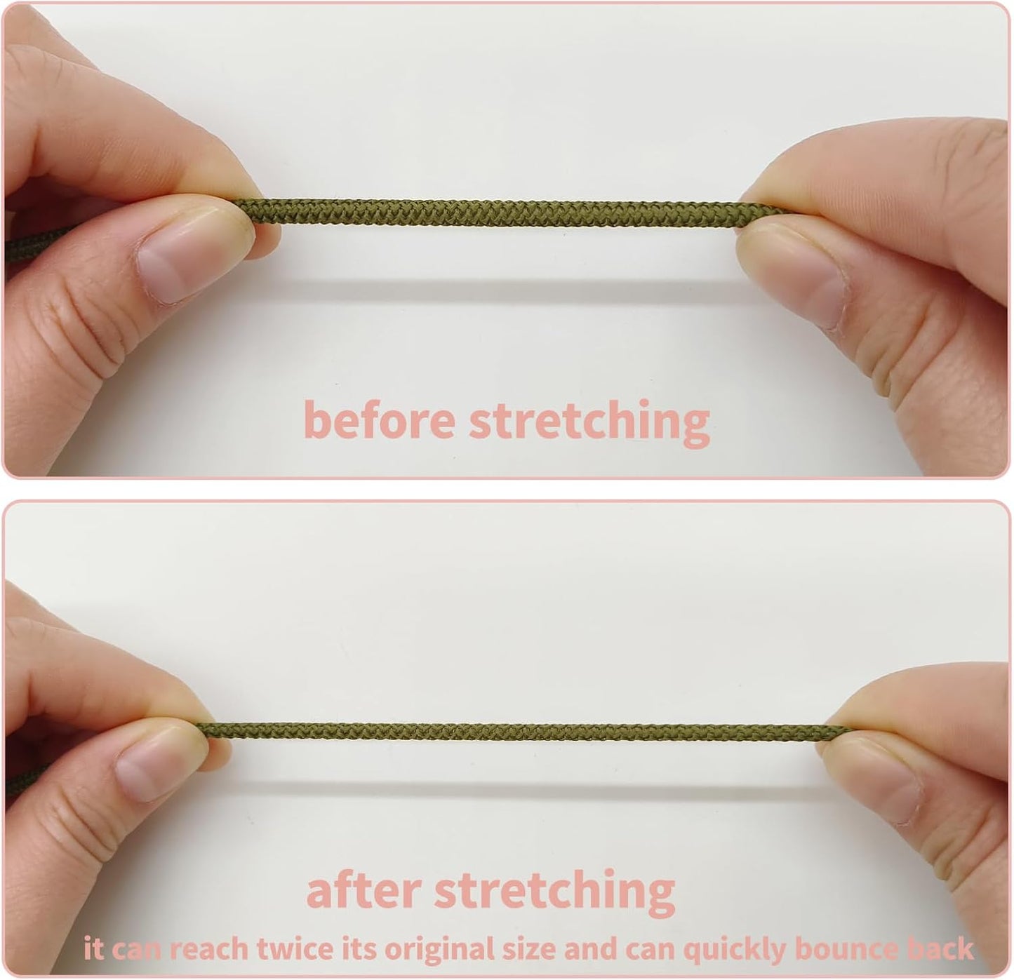 1/8 inch Non-Slip Elastic Band -3mm 15 Yards Soft Elastic Cord Stretch String Braided Thread for Sports Gear, DIY Crafts, Hair Bands, Shoelaces,Apparel Making & Camping Tie Down (Olive Green)