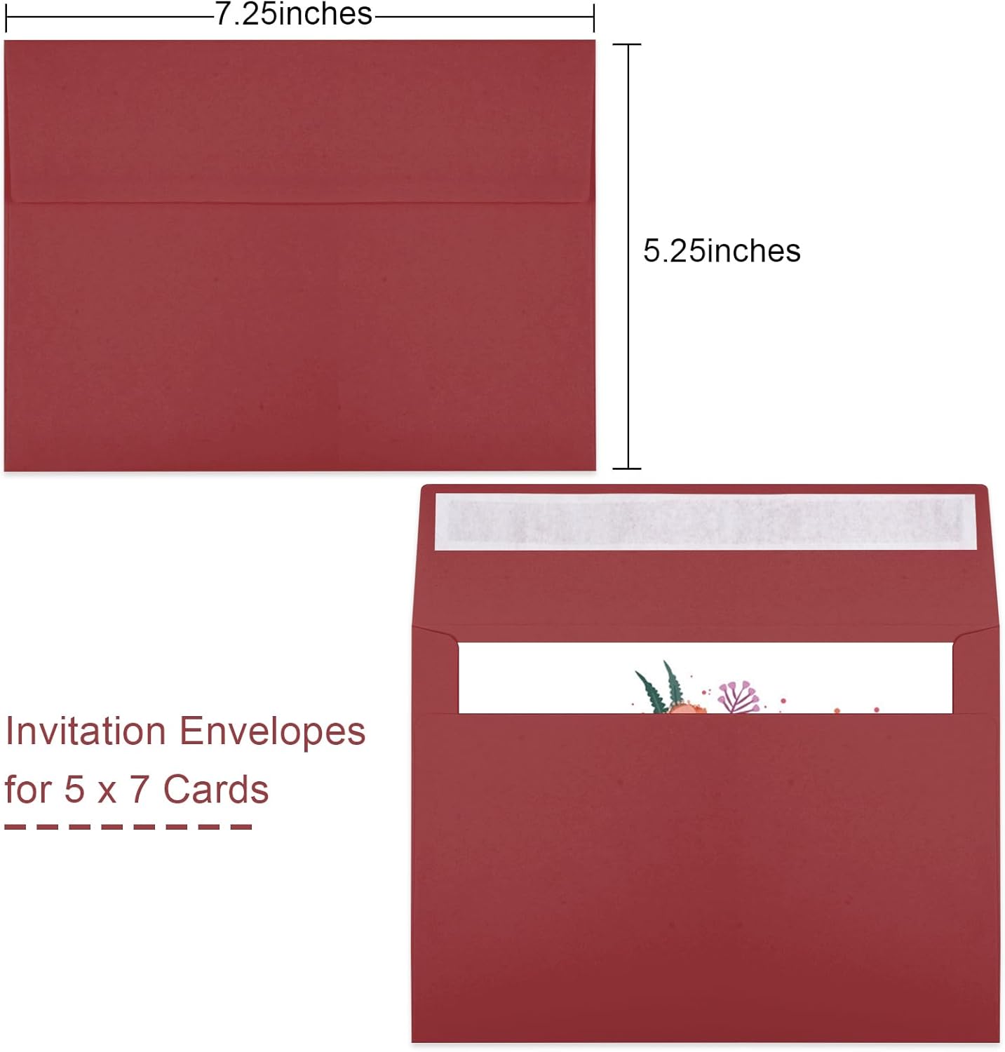 Joyberg 50 Packs Wine Red 5x7 Envelopes, Wine Red Envelopes 5x7, Wine Red Envelopes, Deep Red Color A7 Envelopes, Burgundy Envelopes 5x7, Invitations, Photos, Greeting Cards, Mailing (Wine red) - Lumora Desk
