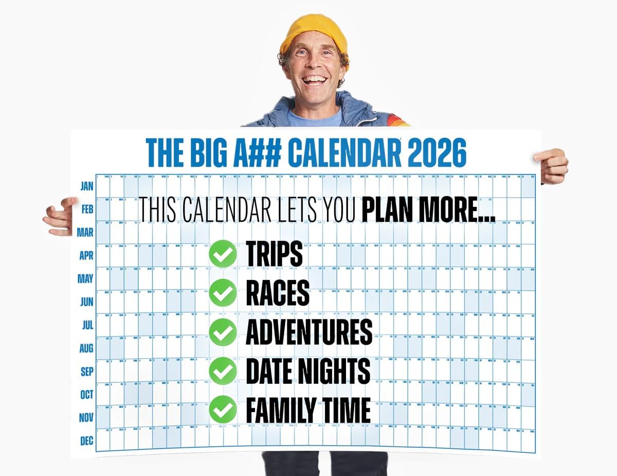 The Big A## Calendar Yearly Wall Planner – January to December Dry-Erase – Includes 1 Marker & 100 Labels – Lightweight, Easy to Hang Yearly Planner – Plan Goals & Adventures – Neutral, 4’x3’