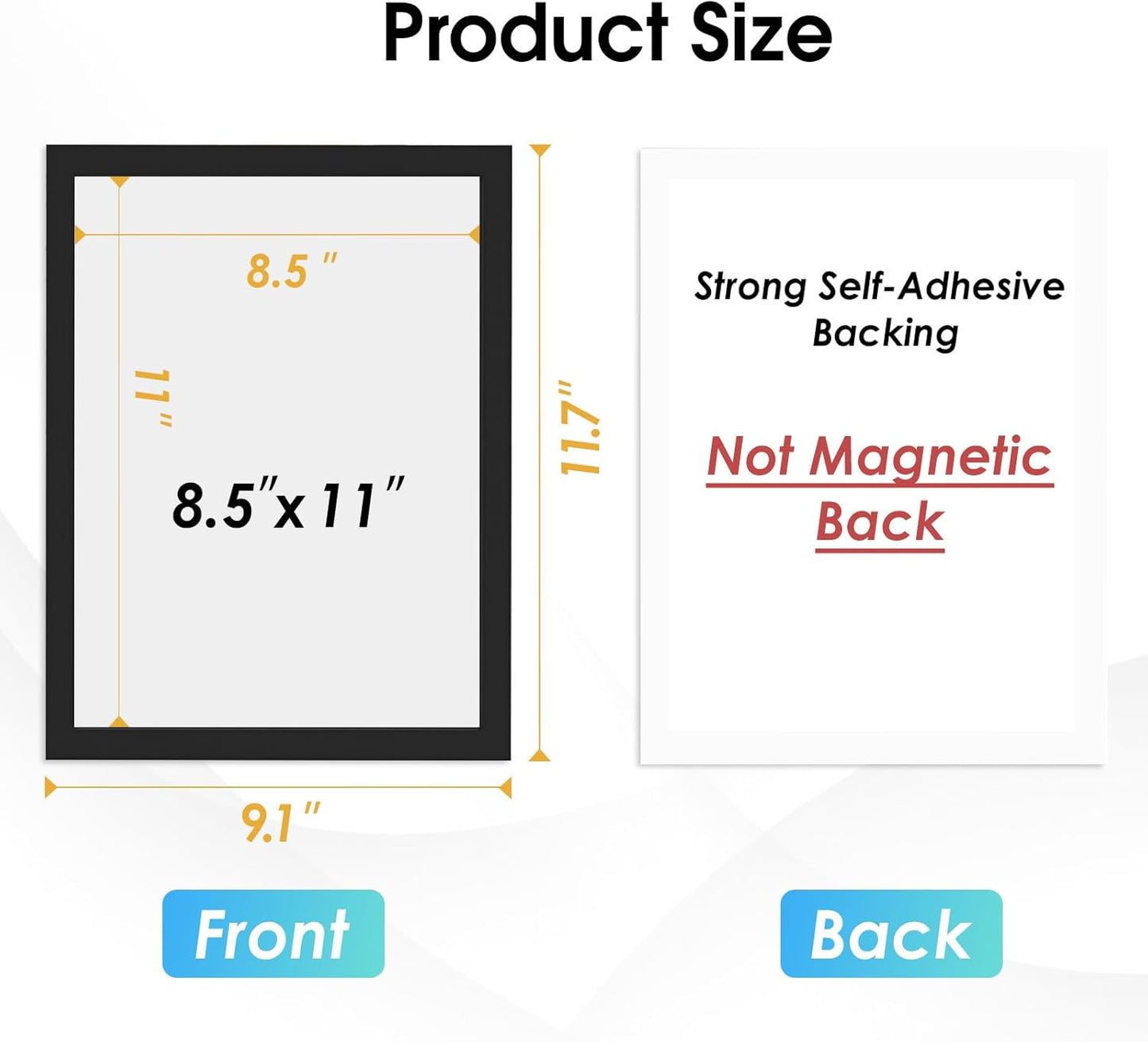 MaxGear Sign Holder 8.5 x 11 Wall Mount, Magnetic Clear Plastic Sign Holders, Self Adhesive Display Picture Frames, Display in Portrait or Landscape Format for Home, Office, Store, 6 Pack
