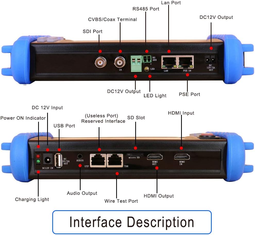 Security Camera Tester-Support IP,HD and Analog Camera-with SDI Input, Power Supply and Network Cable Test