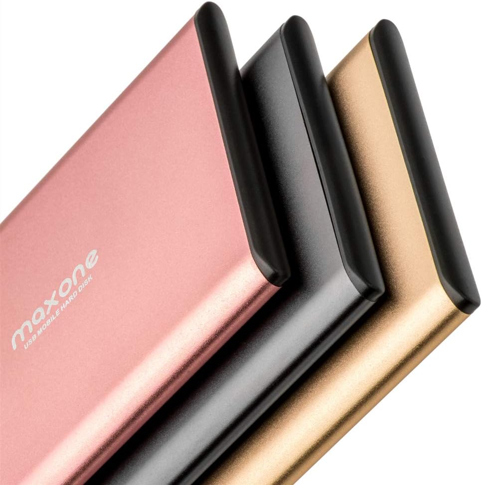 Maxone 1TB Ultra Slim Portable External Hard Drive HDD USB 3.0 Compatible with PC, Laptop, Rose Pink