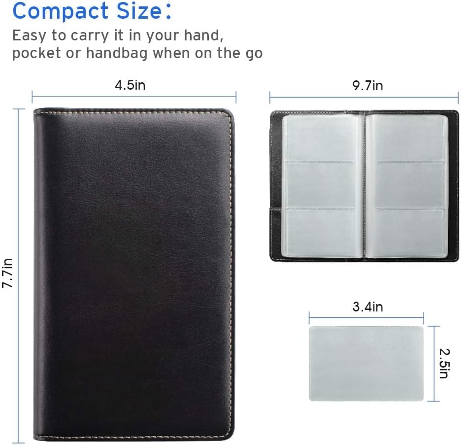 Sooez Leather Professional Business Card Book Holder Organizer, 240 Capacity Credit Card Booklet, PU Name Cards Holder Storage File for Men Women, Blue