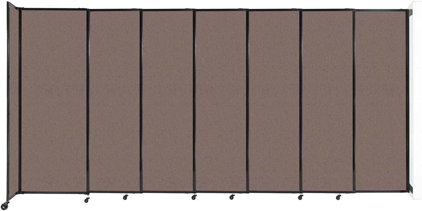 Wall-Mounted Sliding StraightWall Room Divider | Adjustable Widths | Locking Wheels | Room Separator | Up to 15'6" Wide x 7'6" Tall Latte Fabric Panels - Lumora Desk