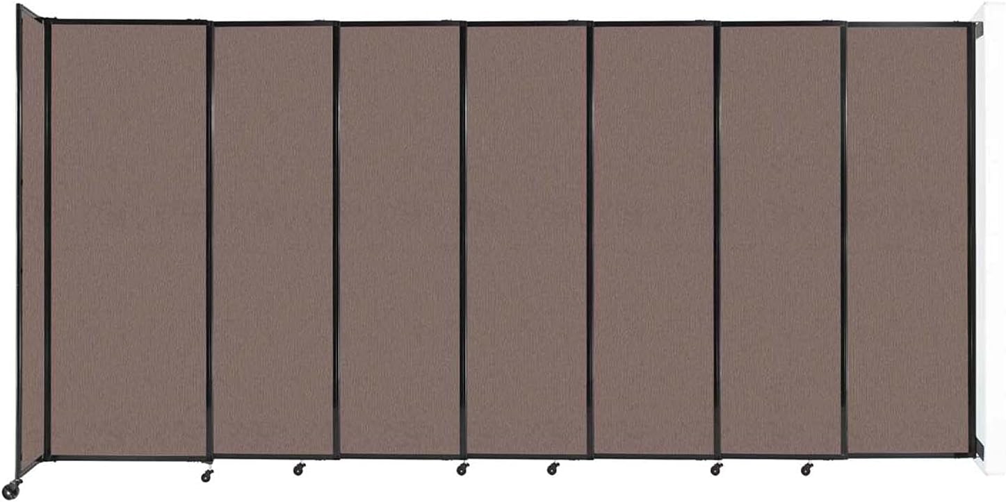 Wall-Mounted Sliding StraightWall Room Divider | Adjustable Widths | Locking Wheels | Room Separator | Up to 15'6" Wide x 7'6" Tall Latte Fabric Panels - Lumora Desk
