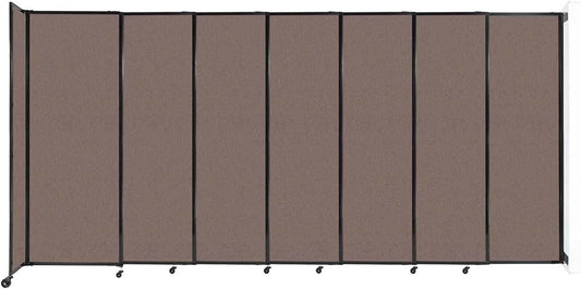Wall-Mounted Sliding StraightWall Room Divider | Adjustable Widths | Locking Wheels | Room Separator | Up to 15'6" Wide x 7'6" Tall Latte Fabric Panels - Lumora Desk