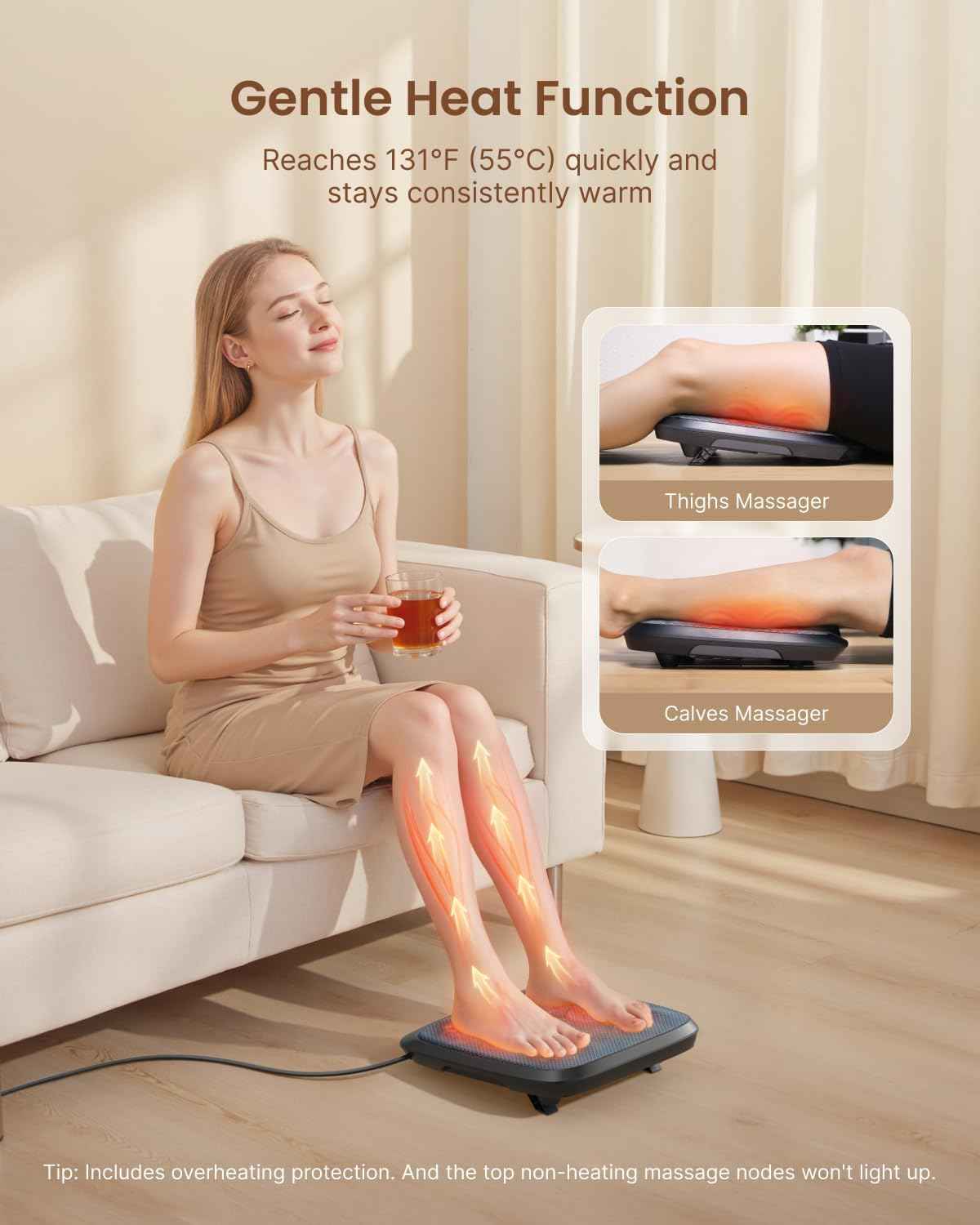 RENPHO FSA Shiatsu Foot Massager with Heat, Father Day Gifts for Husband, Foot-Enabled On/Off Pressure Trigger for Easy Use, Deep Kneading for Neuropathy & Plantar Fasciitis Relief, Fits Under Sofa