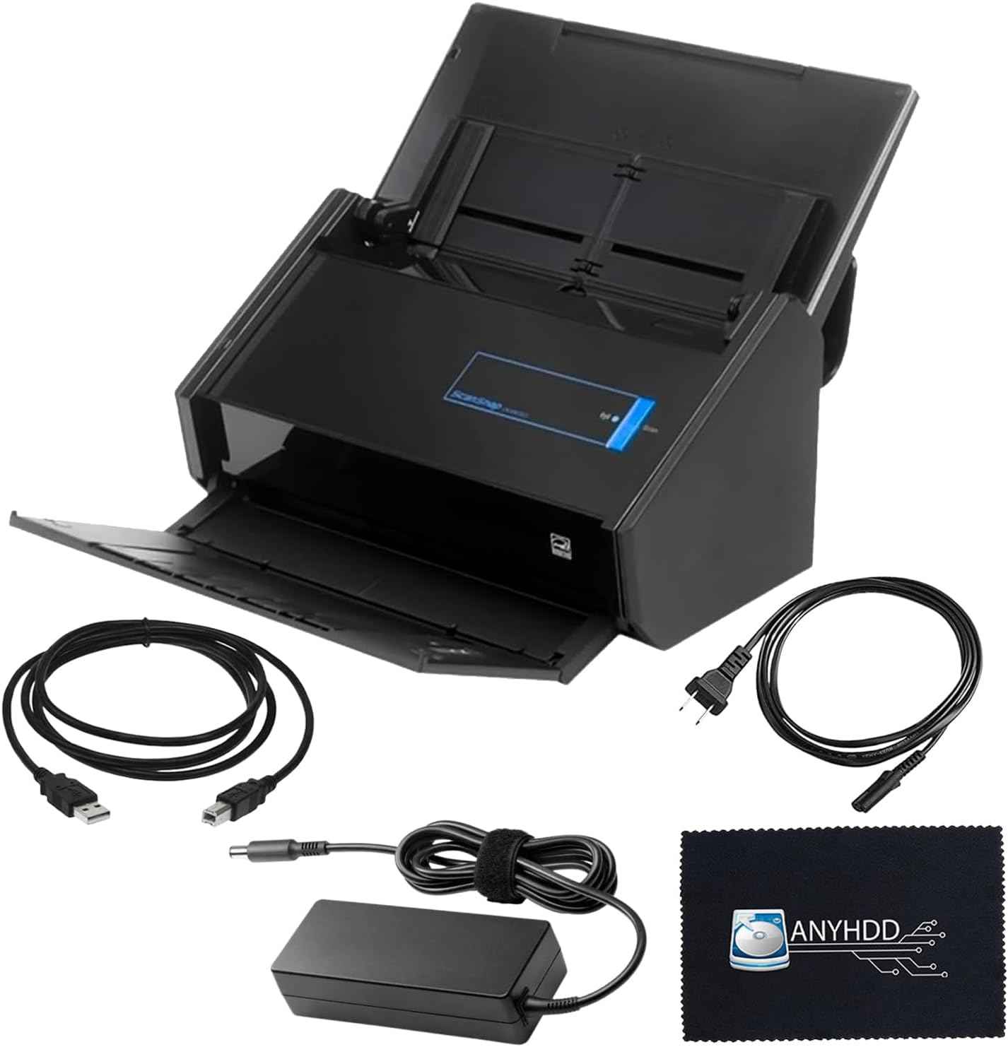 IX500 Scansnap Receipt Scanner - 1 Year Warranty, USB High Speed Cloud Enabled Document & Photo Scanner for Mac & PC - ADF with Duplex Scanning w/ 16V, USB 3.0 Cable, Cloth (Renewed)