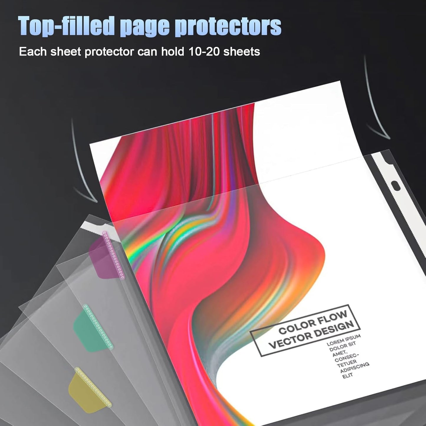 HABGP16PCS/2 Set 3 Ring Clear Binder Dividers with Tabs, 8.5 x 11 8 Tabs Binder Dividers with Pockets, Clear Page Protectors Index Dividers for 3 Ring Binder, Heavy Duty Plastic Sheet Protectors