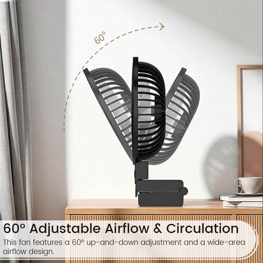 HomeBeyond Clip on Fan for Desk, Desk Fan for Monitor with 60 Tilt, USB Powered Quiet Personal Fan with Stepless Speed Control, Hanging Fan for Office, Gaming, Study