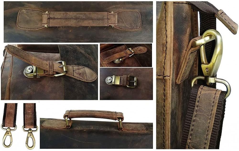 cuero Retro Brown Laptop Messenger Bag Office Briefcase Crossbody Travel Bag For Men And Women Bag Office Laptop Bag