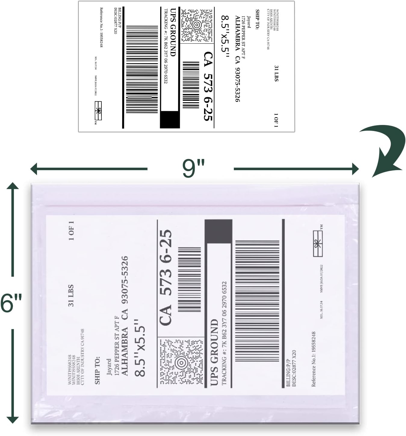 Packing List Pouches, Shipping Label Envelopes Clear Adhesive Top Loading Packing List (6" x 9" - 100 Pcs)