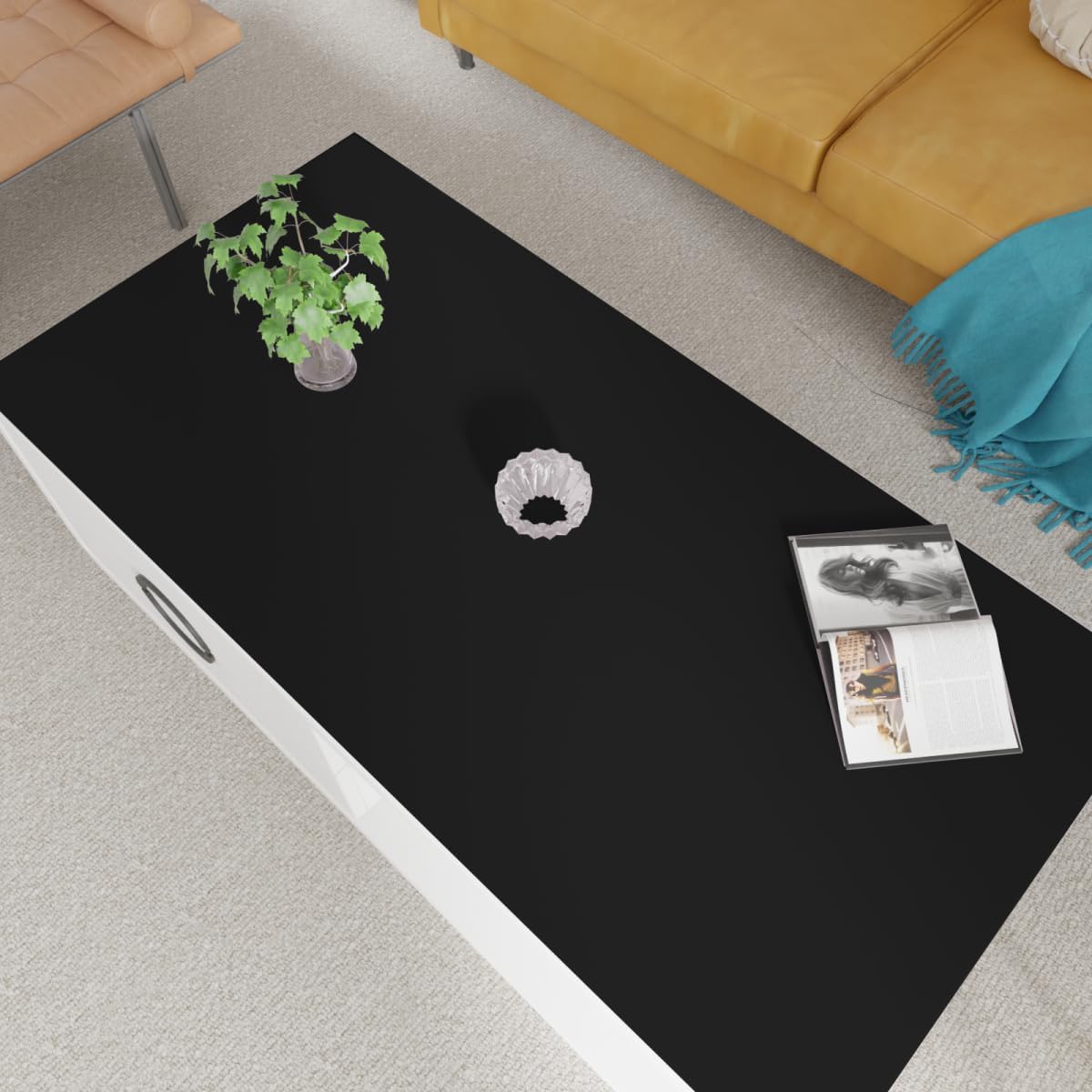 Table Pad Protector - 28x60 Inch Waterproof Easy to Clean Can Conceal Flaws Protector The Table Top from Scratches Used for Coffee Table (Black+Black 28x60)