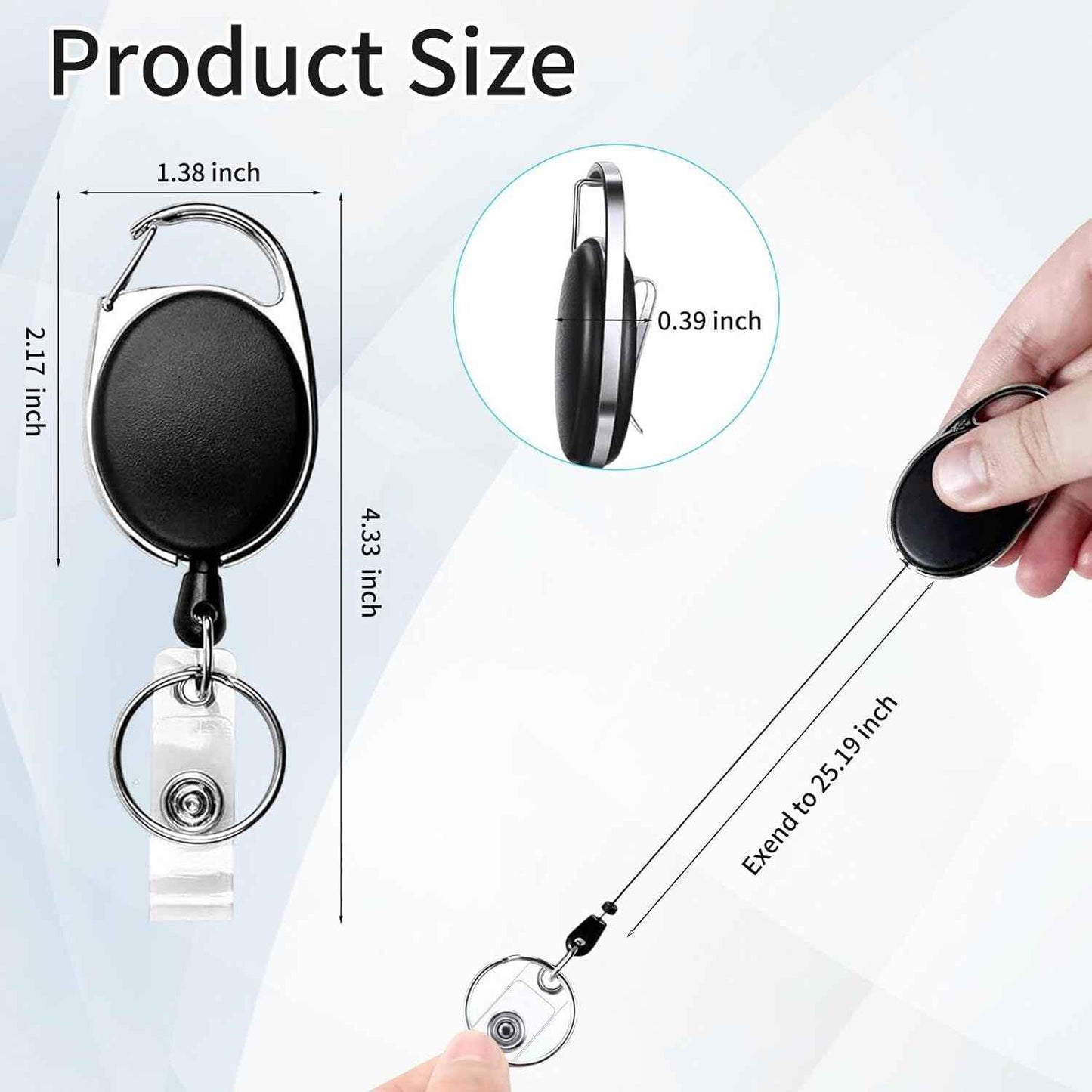 50 Pcs Retractable Badge Reel Clips Holder Name ID Badge Clips Keychain Badge Holder for ID Card Name (Black,50 Pcs)