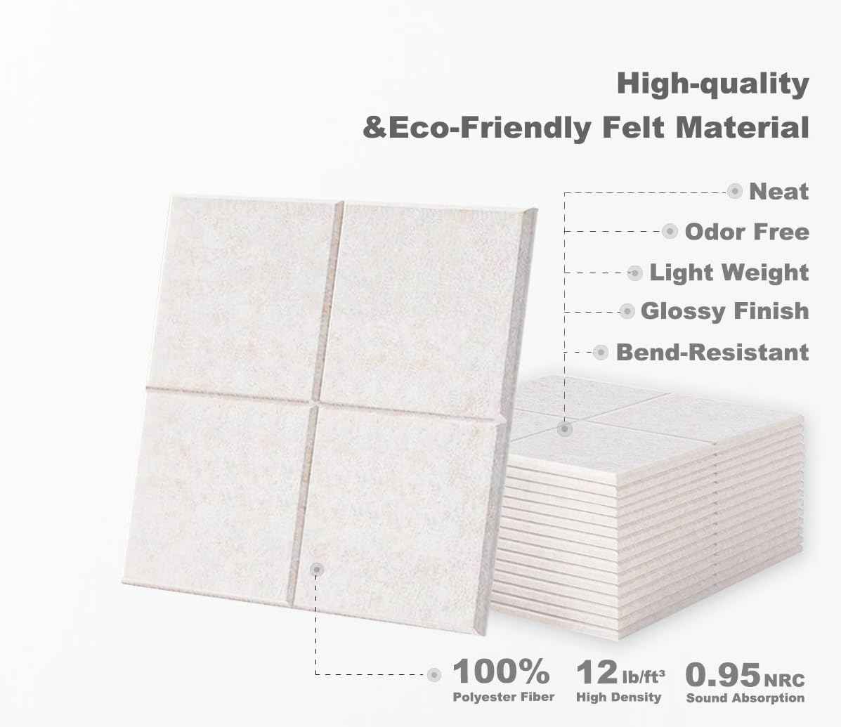Large Felt Wall Tiles Bulletin Board 59”x36”,Large Cork Board Alternative with 60 Pushpins, 15-Pack Felt Pin Board with 112 Safe Removable Adhesive Tabs for Home Office School (Oatmeal)