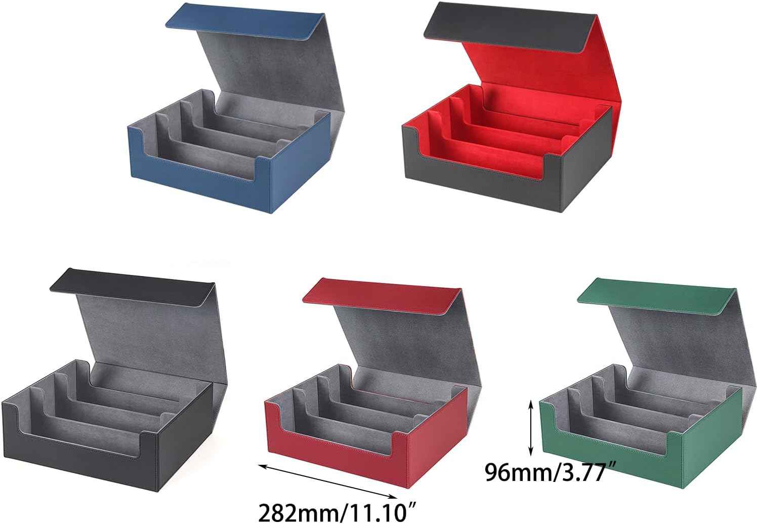 Stylish Magnetic Storage Box Leather Deck Case with Dividers Card Storage Box Container Case for Trading Cards