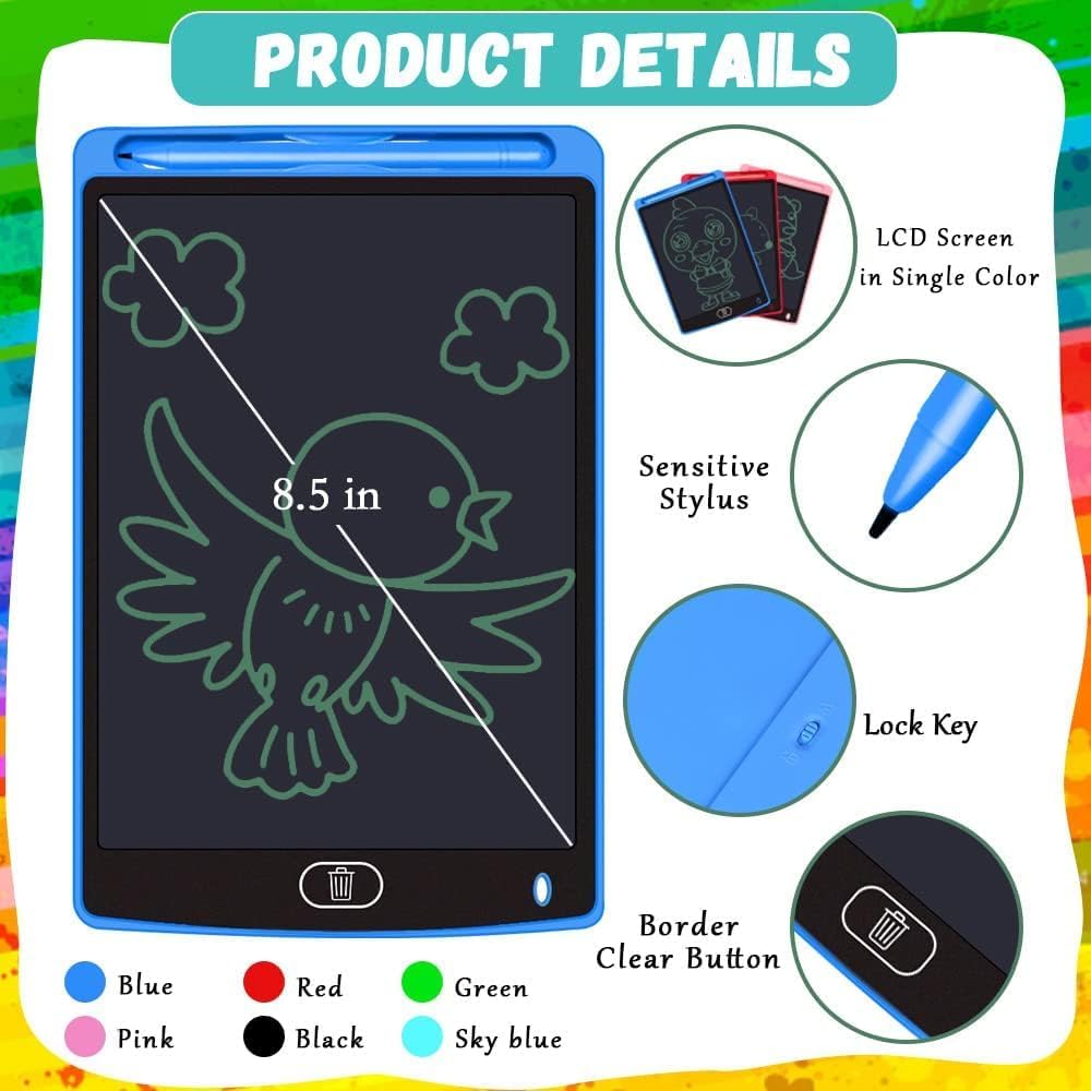 6 Pack LCD Writing Tablets for Kids, 8.5 Inch, Toddler Toys Birthday Gifts for Ages 3-8 Boys Girls, Colorful Doodle Board Drawing Tablet for Learning and Education (Six Colors Available)