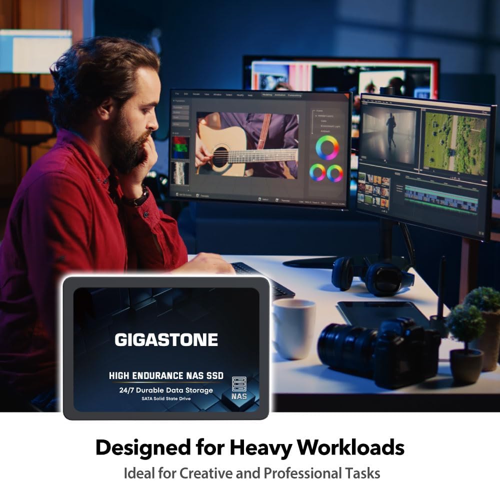 Gigastone 4TB NAS SSD Drive (2-Pack) 24/7 Durable High Endurance RAID Data Storage Network Attached Storage 2.5" SATA Internal Solid State Hard Drives