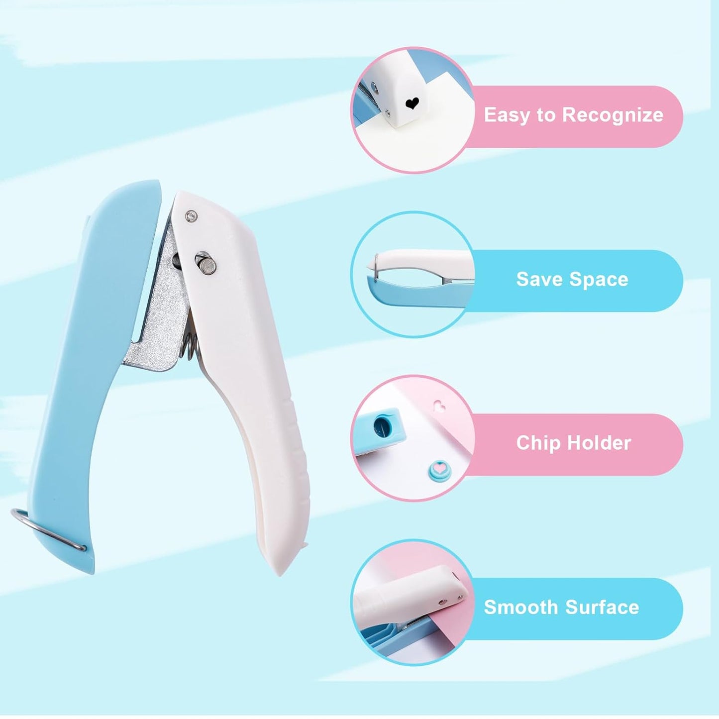 UCEC Heart Hole Punch Single Small Hole Puncher, 1/4in Mini Hole Punch Handheld Hole Paper Punch Puncher for Craft Paper Tags Clothing Ticket DIY Scrapbook Tool