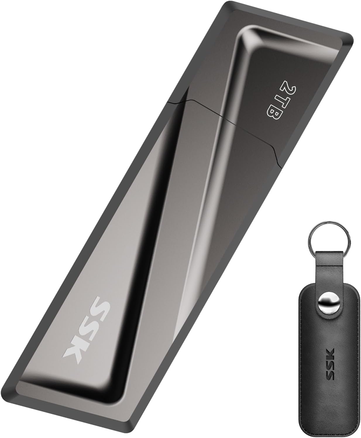 SSK 2TB USB SSD Drive 550MB/s Solid State Flash Drive Fast Transfer Speed USB 3.2 Gen2 USB C Thumb Drive Memory Stick with USB C Adapter for Type-c Smartphone, Laptop, MacBook/Pro/Air and More