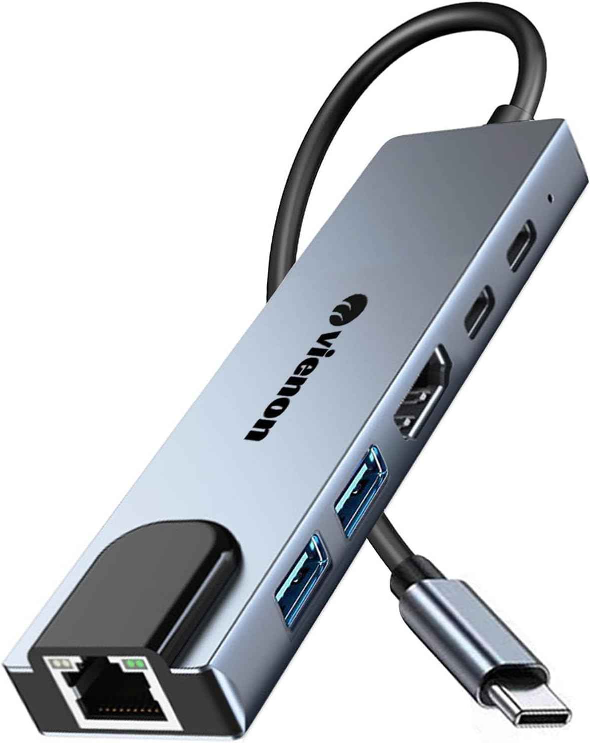 USB C Hub Ethernet HDMI Adapter, 6 in 1 Laptop Docking Station with 4K HDMI, RJ45 Ethernet,LAN USB C Dongle for MacBook Pro/Air, iPad Pro, Dell XPS etc
