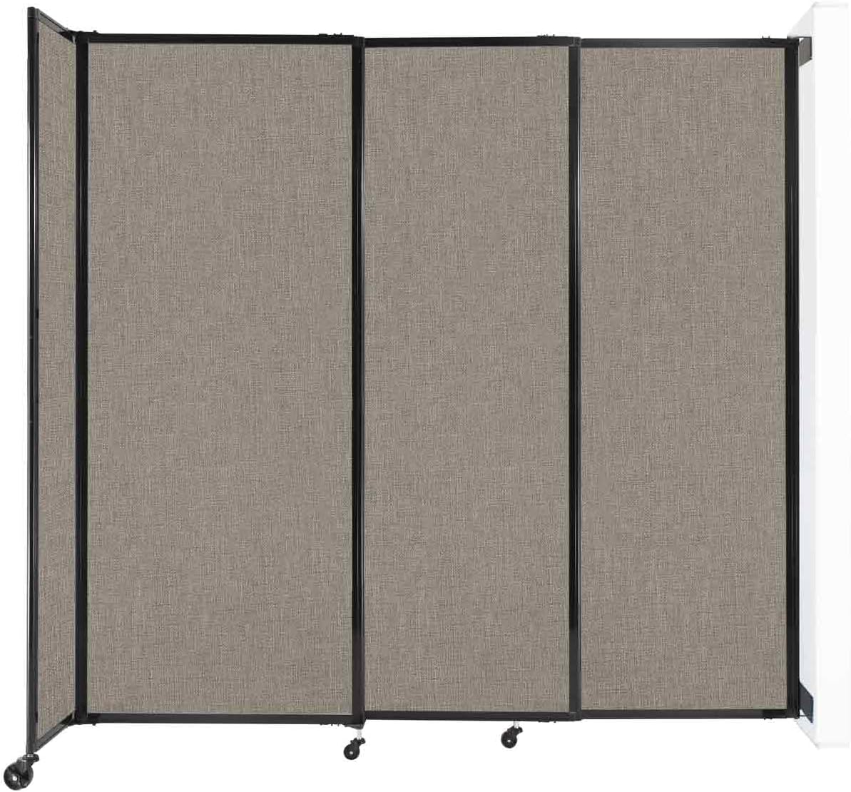 Wall-Mounted Sliding StraightWall Room Divider | Adjustable Widths | Locking Wheels | Room Separator | Up to 7'2" Wide x 6'10" Tall Warm Pebble Fabric Panels - Lumora Desk