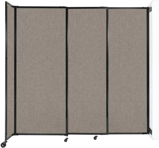 Wall-Mounted Sliding StraightWall Room Divider | Adjustable Widths | Locking Wheels | Room Separator | Up to 7'2" Wide x 6'10" Tall Warm Pebble Fabric Panels - Lumora Desk