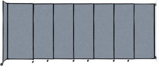 Wall-Mounted Sliding StraightWall Room Divider | Adjustable Widths | Locking Wheels | Room Separator | Up to 15'6" Wide x 6' Tall Powder Blue Fabric Panels - Lumora Desk