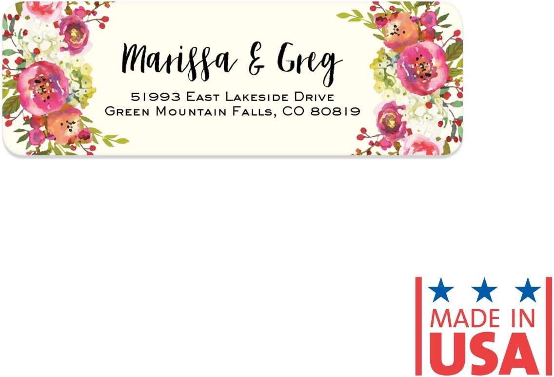 Vibrant Floral and Ivory Rolled Address Labels/Roll of 500 Personalized Address Labels/Designer Return Address Stickers in Elegant Plastic Dispenser - Lumora Desk