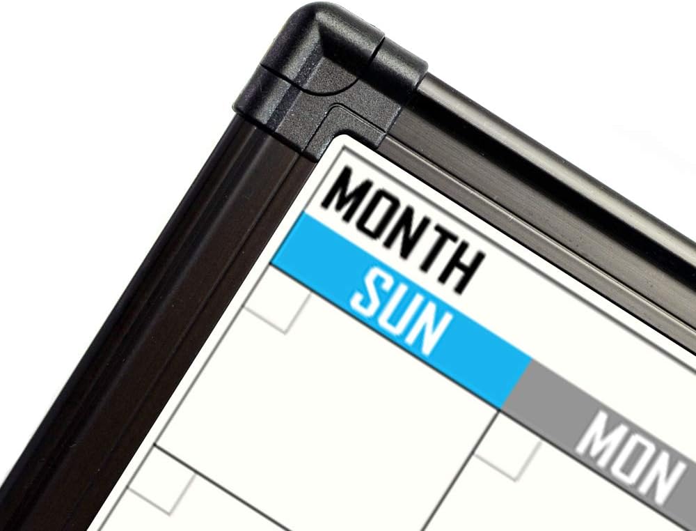 XBoard Dry Erase Calendar Whiteboard 48 X 36 - Combo White Board Calendar Monthly, Magnetic White Board + Corkboard with Black Aluminum Frame, Colorful Push Pins & Marker Tray Included - Lumora Desk