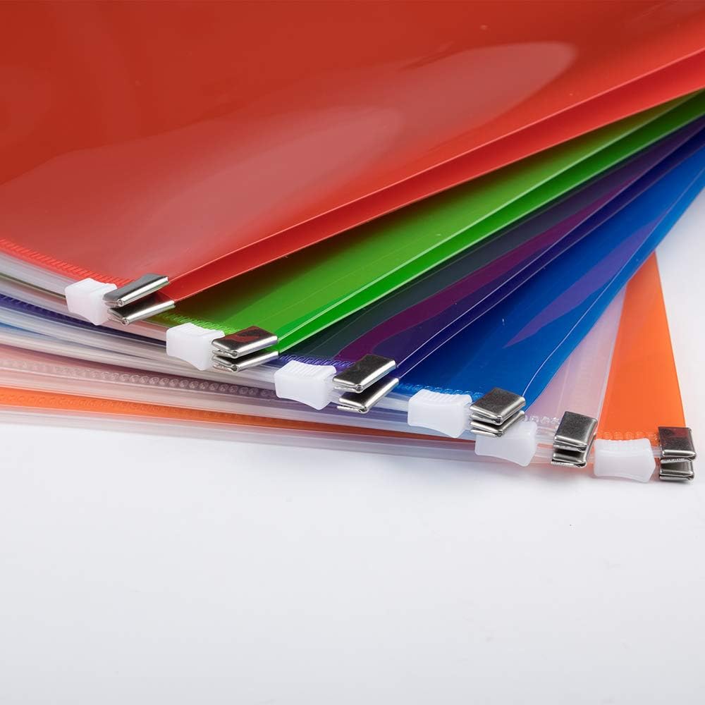 JAM PAPER Plastic Envelopes with Zip Closure - Legal Booklet - 9 1/2 x 14 1/2 - Assorted - 6/Pack