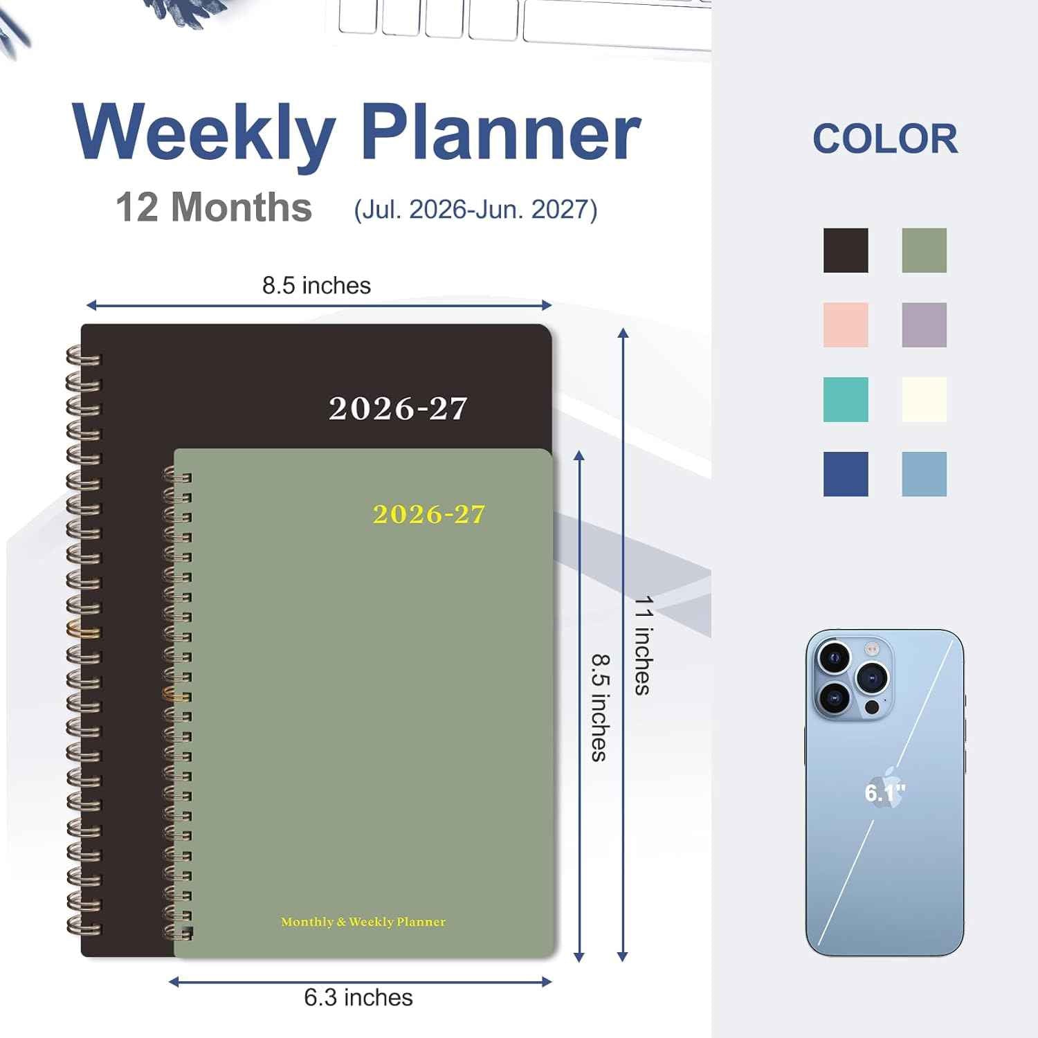 Planner 2026-2027, Weekly and Monthly Academic Year Calendar Planner, July 2026 - June 2027, Daily Agenda Book for Office School Supplies, A5(6.3'' x 8.5'')