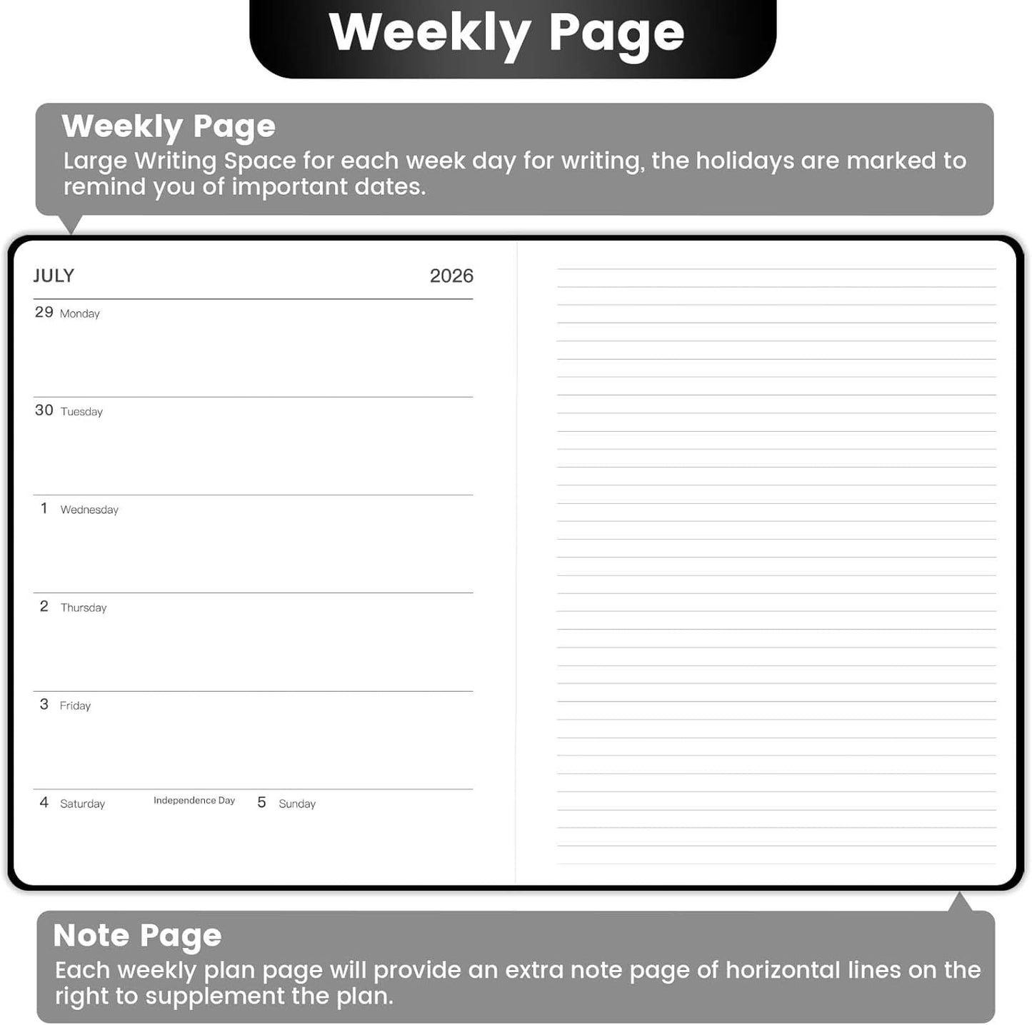 2026-2027 Planner - Weekly Monthly Planner 2026-2027, 8" x 10", JUL.2026 - JUN. 2027, Academic Calendar with Weekly Note Page, Hardcover, Pen Loop, Elastic Band, Inner Pocket