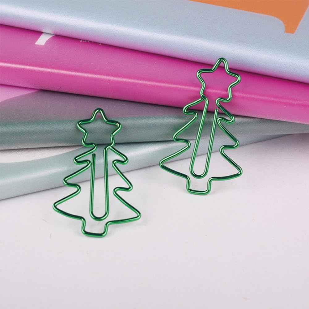 30 Pcs Christmas Tree Shaped Paper Clips Bookmark Metal Art Clips Office Supplies Set Binder Folders Metal File Holder for Notebooks Scrapbooks File Organizer