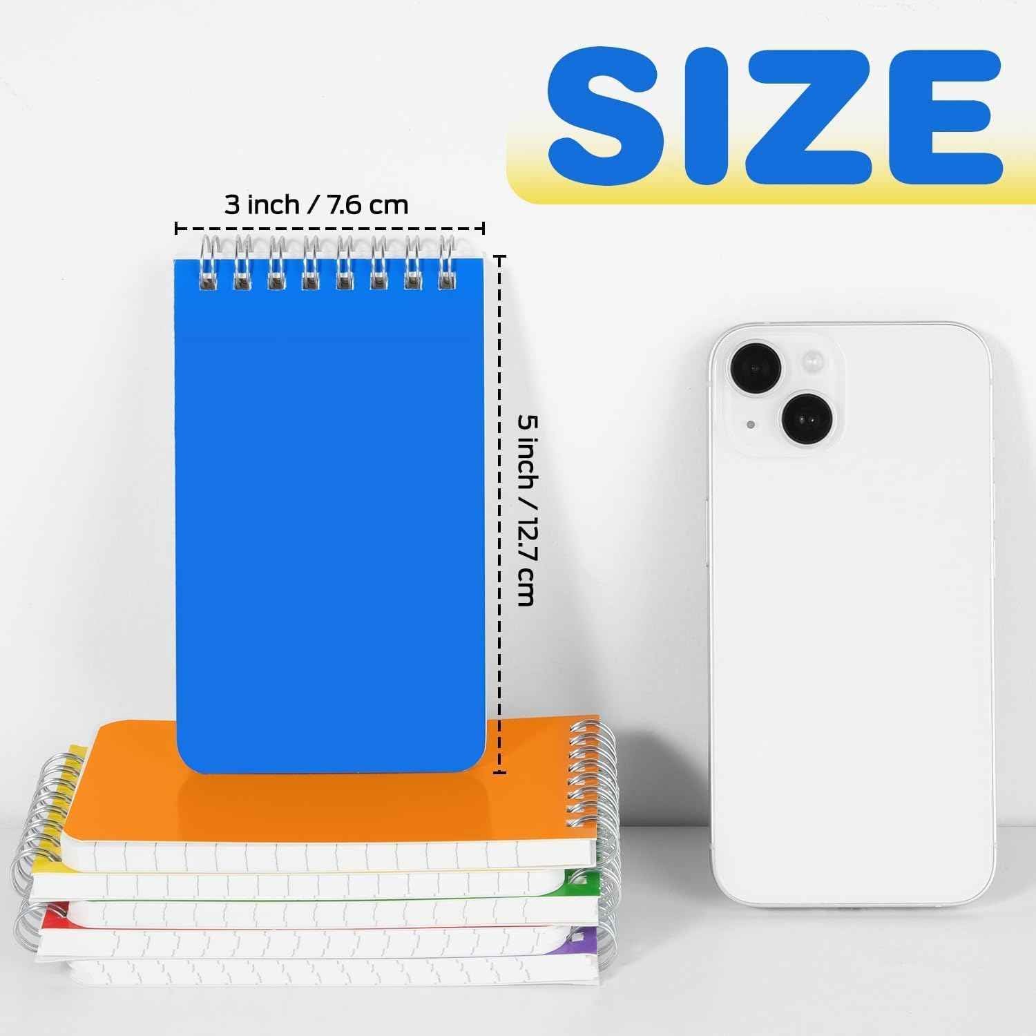 Pocket Notebook Bulk 3x5 Inch, 60 Packs Mini Top Bound Spiral Notepad with Lined Pages, Memo Pads 6 Colored 60Sheets/120Pages (80GSM), Small Notepads for Office, Work, College, Home, Travel