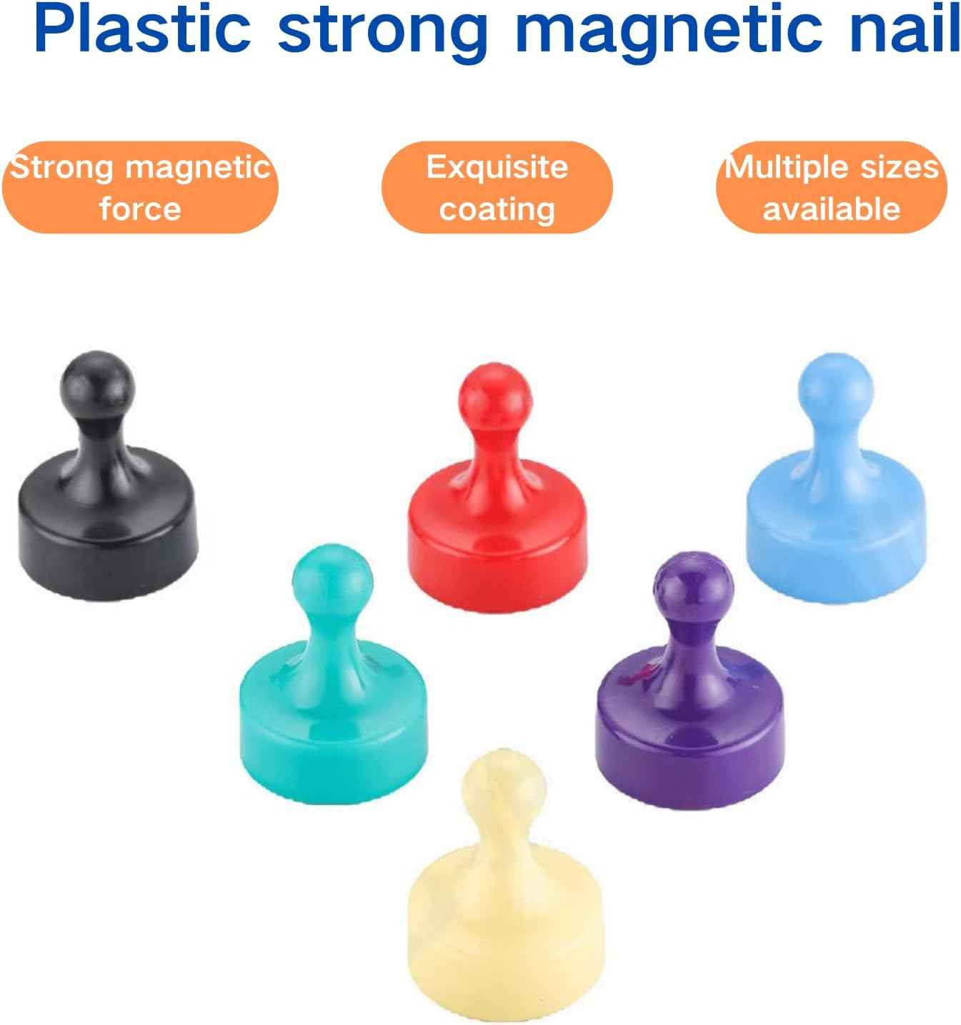 6PCS Powerful Neodymium Magnets, Pawn-Shaped - Strong Fridge/Refrigerator and Whiteboard Magnet, Ideal for Office, Kitchen, Crafts - Rare Earth, Heavy Duty (Black)
