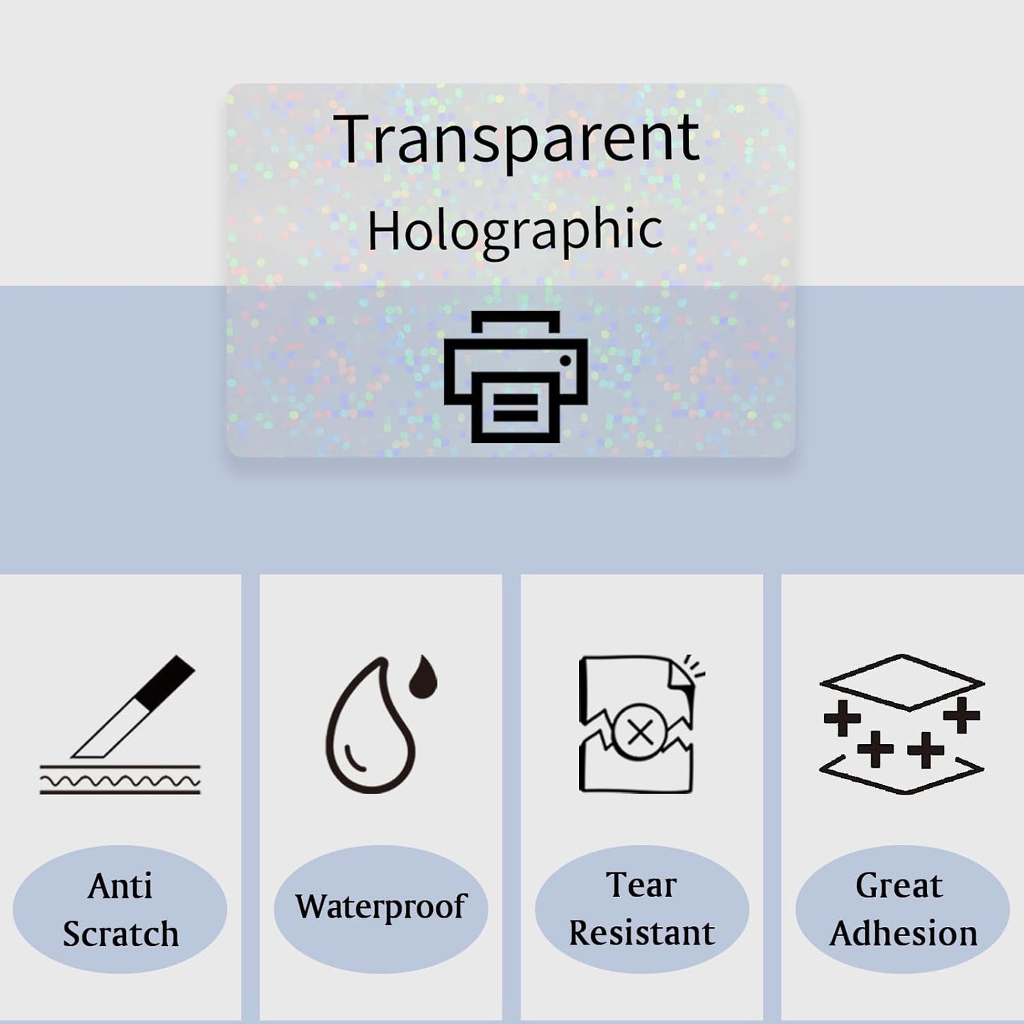 STARLIBOO Transparent Stickers Labels - 2" x 4" Clear Address Labels Mailing Stickers for Laser/Inkjet Printer 8.5"×11"- 20 Sheet (Clear Holographic Dot)
