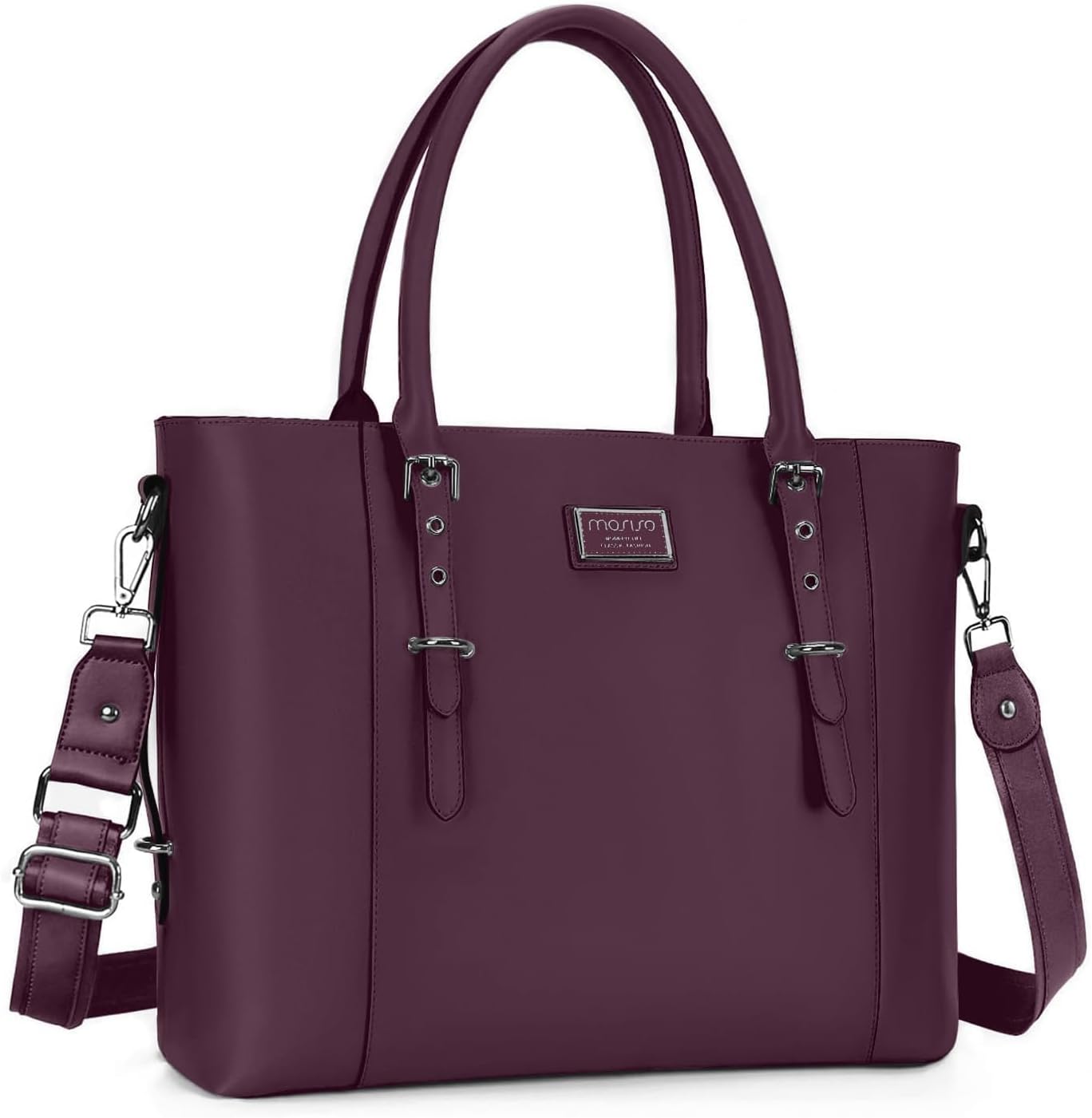 MOSISO PU Leather Laptop Tote Bag for Women, Waterproof Large Capacity Business Work Briefcase Shoulder Laptop Bag