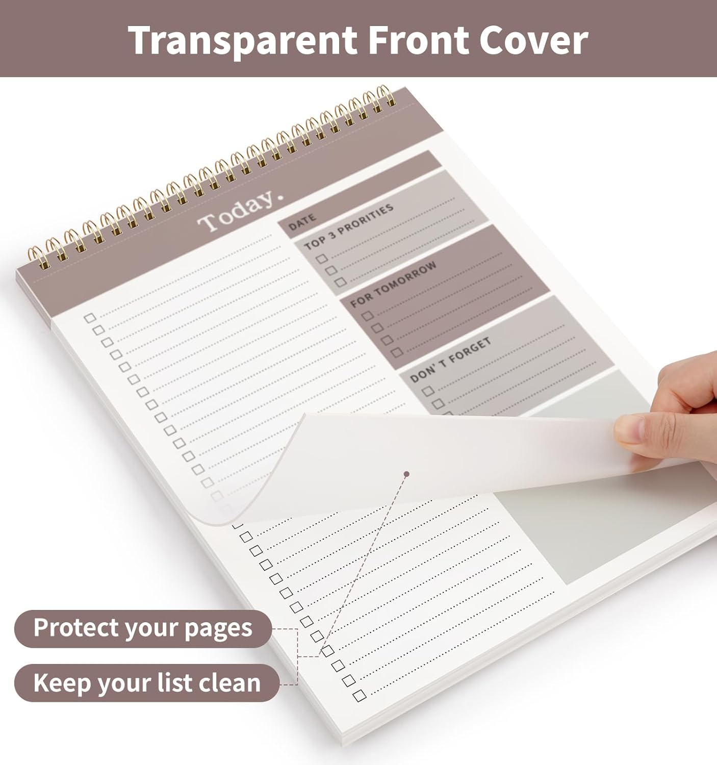 To Do List Notepad, 52 Undated Sheets （8.5"×11"）Duplex-printed Daily Planner For Work Home School Office Desk Accessories Supplies & Goal Setting Tasks- Brown