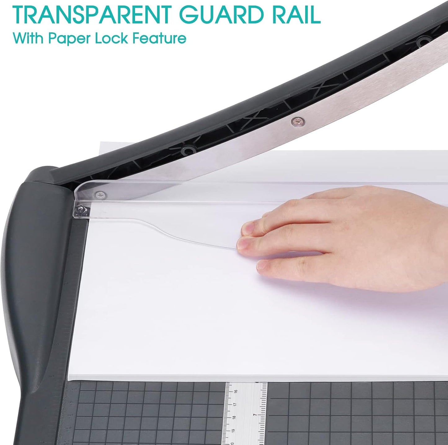 Paper Cutter, Paper Trimmer with Safety Guard, 12" Cut Length Paper Slicer with 16 Sheet Capacity Paper Cutting Board,Guillotine Paper Cutters and Trimmers for Cardstock Cardboard Vinyl (Gray)