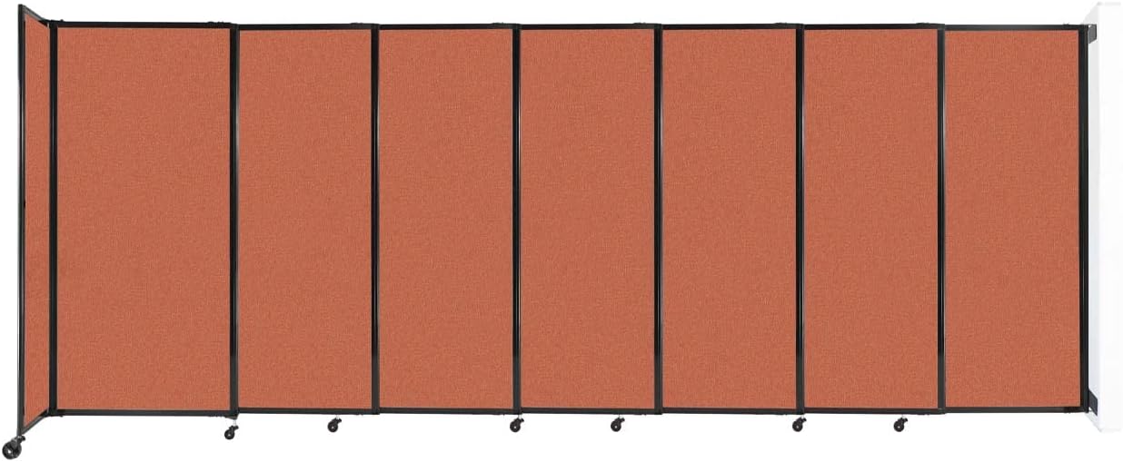Wall-Mounted Sliding StraightWall Room Divider | Adjustable Widths | Locking Wheels | Room Separator | Up to 15'6" Wide x 6' Tall Papaya Fabric Panels - Lumora Desk